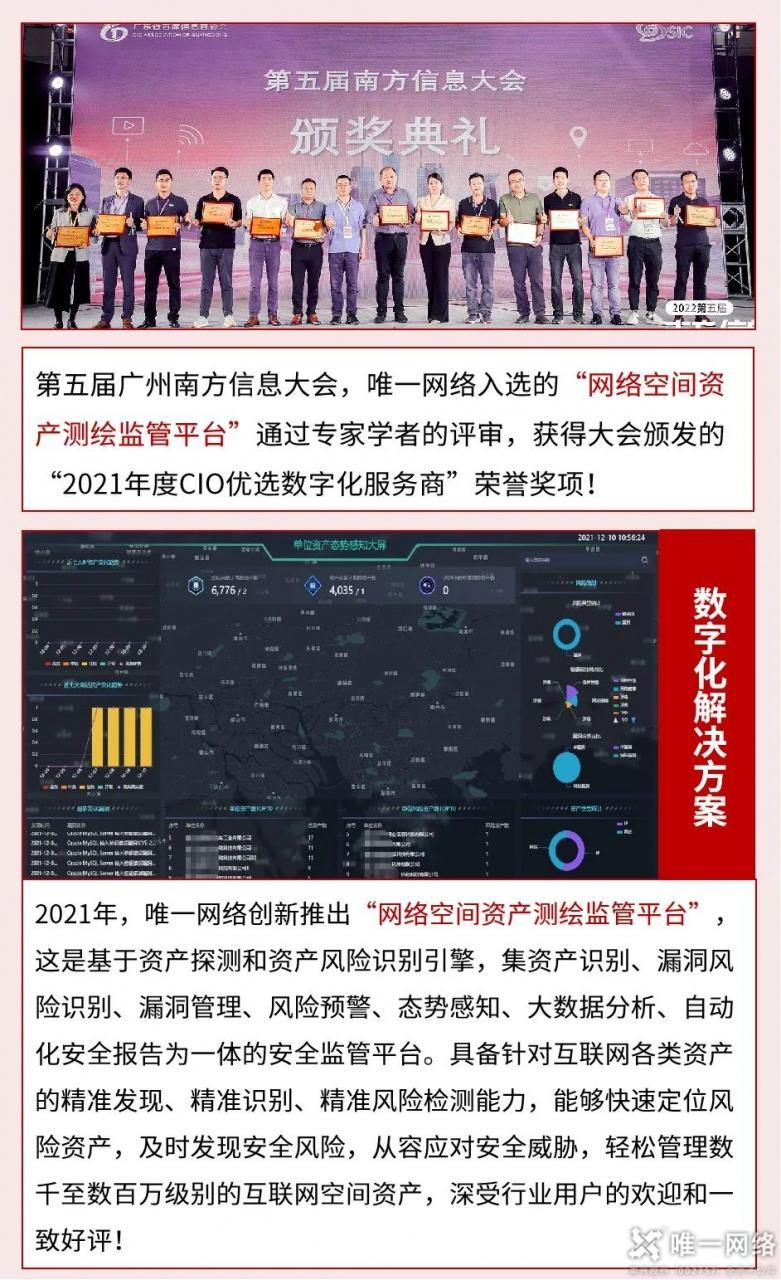 唯一網絡榮獲“2021年度CIO優選數字化服務商”獎項！